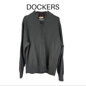 Dockers L gray zipper front sweater